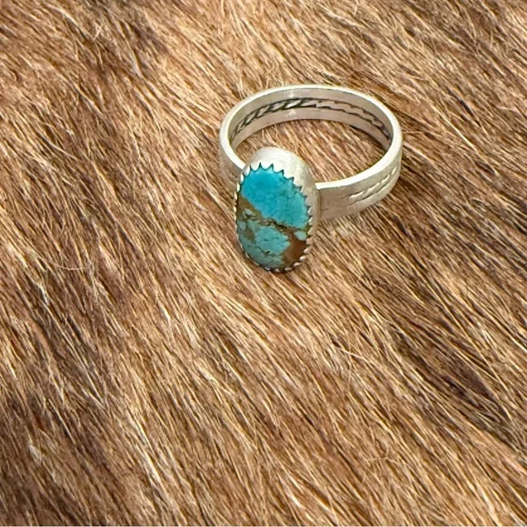 Number 8 Mine Turquoise Silver Ring - Picture 7 of 9